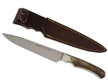 

Knife tooth CRIOLLO-17A 17 cm MoVa steel blade and deer antler grip.