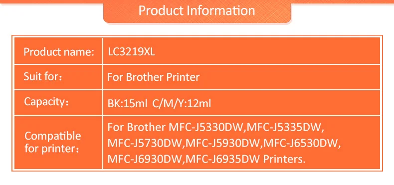 ICEHTANK 2 комплекта LC3219 XL полный картридж LC 3219 совместимый для брата MFC-J5330DW MFC-J5335DW MFC-J5730DW принтер