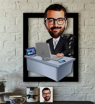 

Personalized Mr General Manager Caricature OF 3D Wood Tablo-1 Reliable Quality Cost Effective Gift Decoration Modern funny