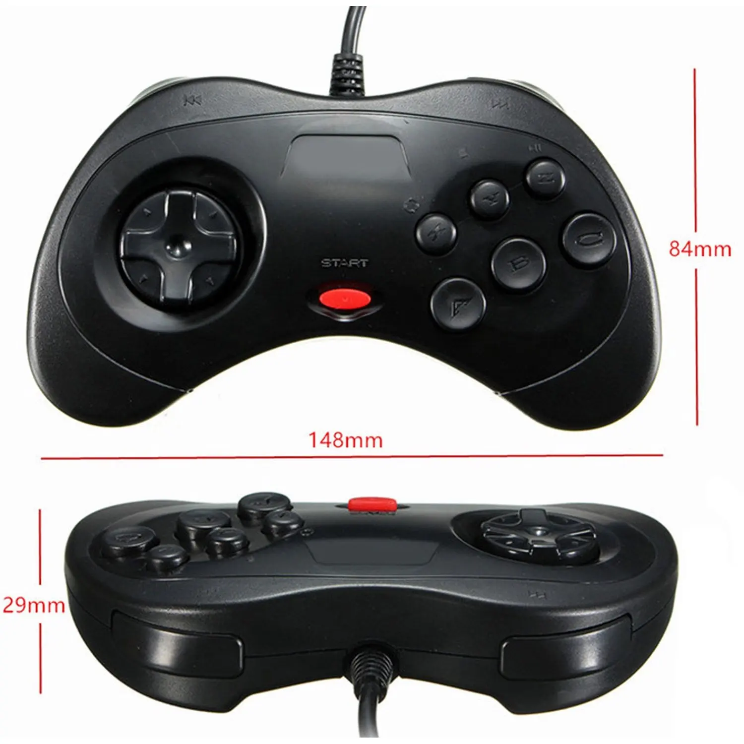 Черный SEGA Сатурн стиль ПК USB контроллер для ПК и MAC