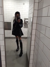 Sweatshirts Harajuku Crop Print Dark-Dragon Goth Vintage Fall Flare-Sleeve Pathchwork