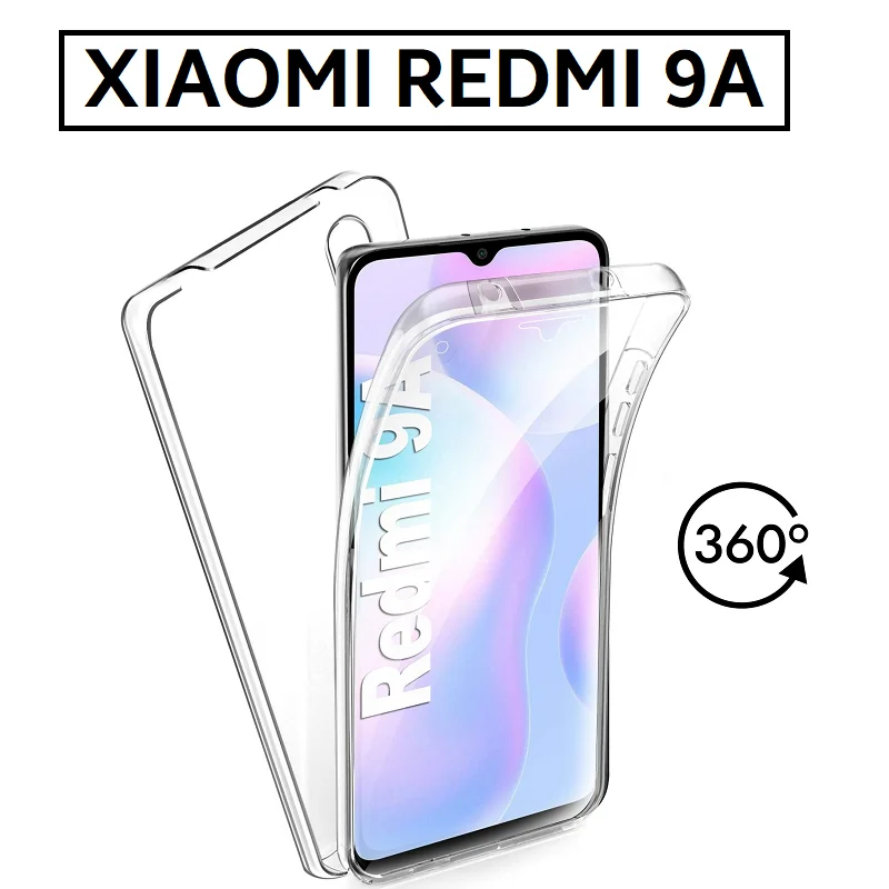 Для XIAOMI REDMI 9A полный корпус 360 прозрачный чехол силиконовый Передний + задний