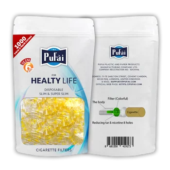 

Pufai Slim Super Slim Cigarette Filters Compatible 5mm 6mm Ultra Slim 1000 Piece 1 Pack