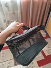 1 Uds. De neceser portátil para hombre y mujer, organizador de viaje transparente, a la moda, grande, negro, bolsa de maquillaje