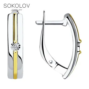 

Drop Earrings with stones SOKOLOV of gilded silver with diamonds fashion jewelry 925 women's/men's, male/female, women's male, long earrings