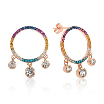 

Teleplus Silver Colorful Cubic Zirconia Circle Lady Earrings