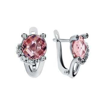 

Silver earrings with morganites and cubic zirconia sunlight sample 925 test