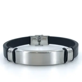 

Is Simple Leather Steel Male Imprint Wristband