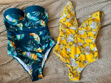 One-Piece Swimsuit Bathing-Suits CUPSHE Floral Yellow Women Print Sexy New Pear Boho