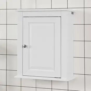 

SoBuy White Wood Wall Mounted Single Door Bathroom Storage Cabinet,FRG203-W