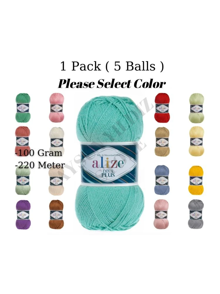 Thread 1 Pack ( 5 Balls ) Alize DIVA Plus Hand Yarn ( %100 Acrylic ) 100 Gram 220 Meter Crochet Tool Kit|Thread| - AliExpress