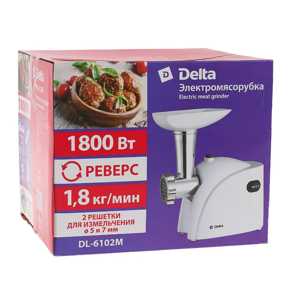 Мясорубка электрическая Delta DL-6102M, 1800 Вт