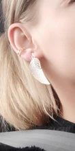 JIOFREE-pendientes con alas de Ángel y diamantes de imitación para mujer, aretes llamativos, sin perforaciones
