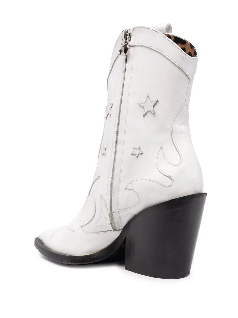Woman Western Cowboy Boots Mid-Calf Boots Leather Partchwork Shoes Ladies Pointed Toe Women's Metal Heels High Heel