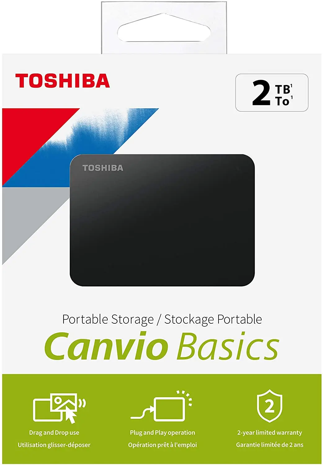 Toshiba HDTB410EK3AA Canvio Basics Portable Hard Drive - 1 TB, Black