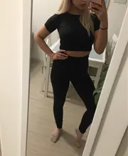 Gym Clothing Leggings Sportswear Crop-Top Yoga-Set Fitness Long-Sleeve Seamless Workout