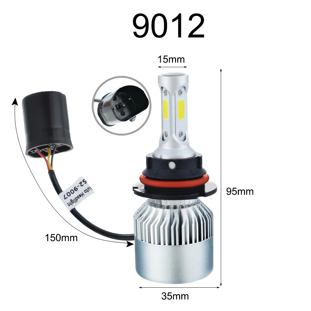 H7 H8/H9/H11 9005/HB3/H10 9006/HB4 9004/HB1 9012 9007/HB5 Автомобильные фары S2led супер яркие дальнего и ближнего света 2 лампы - Цвет: 9012