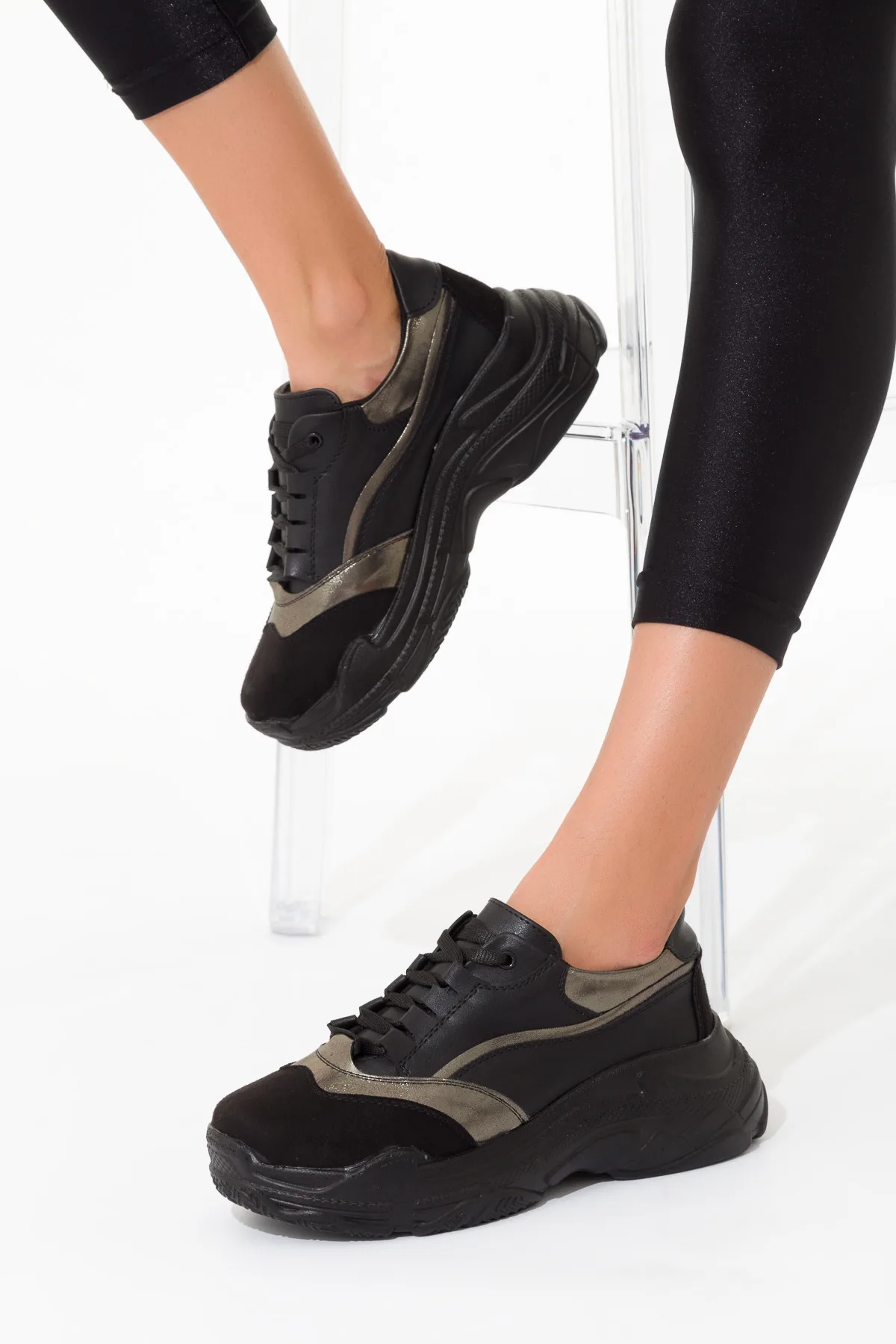 SOHO/модные черные женские повседневные спортивные туфли Черные кроссовки на