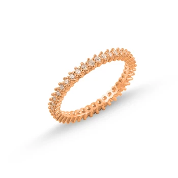 

Silver 925 Sterling Rose Plated Single Row Zircon CZ Tamtur Ring