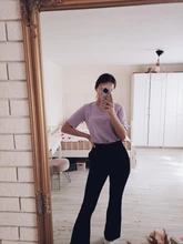 Summer T-Shirt Tees Short-Sleeve Basic Female V-Neck Women Ladies Hirsionsan 100%Cotton