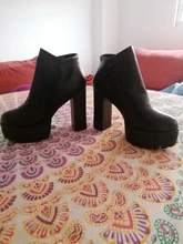 Botines con cremallera lateral para mujer, botas cómodas con hebilla de plataforma, tacón alto grueso de 12Cm, novedad de 2020