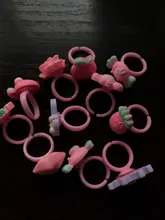 10 unids/caja de Color mixto bonito anillos de flores el Día de los niños de plástico anillo para niñas con estilo mixto de frutas como regalo