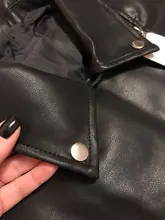 Jacket Coat Fitaylor Faux-Leather Loose Outwear Casual PU Sashes Black Tops Bf-Style