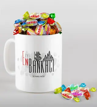 

Personalized Best Banker Mug and Haribo Candy Gift Set