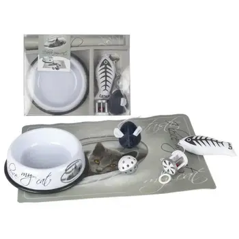 

RIGA I Love My Cat Box - 1 protective set 43x28 cm - 1 bowl-4 items for exercise and entertainment-For cats