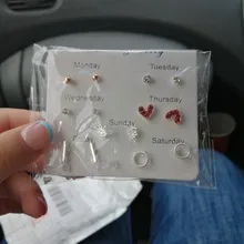 7 par/set de corazón de cristal pendientes hojas para las mujeres encanto de diamantes de imitación pequeño conjunto de pendientes de perlas de joyería de regalo Brincos