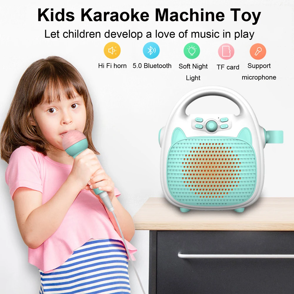 Bluetooth Music Player Kids Singing Toy Children's Karaoke Machine Girls Toy Children's Party Bluetooth Speaker Support TF Card 6