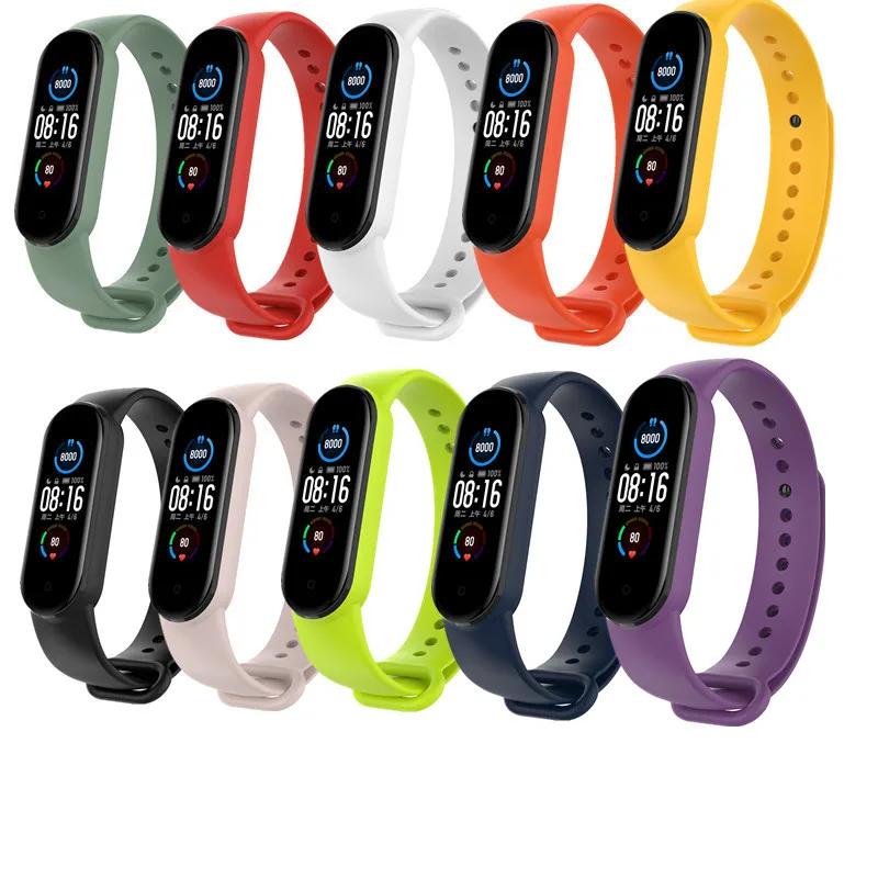 5Pcs/Pack Bracelets For Mi band 5 Strap Xiaomi Band 6 Silicone Miband Bracelet Wrist Accessories | Электроника