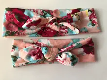2 unids/set mamá y bebé madre bebé turbante de la hija de mamá de conejo diadema para orejas impresión Floral padre-hijo accesorios para el cabello