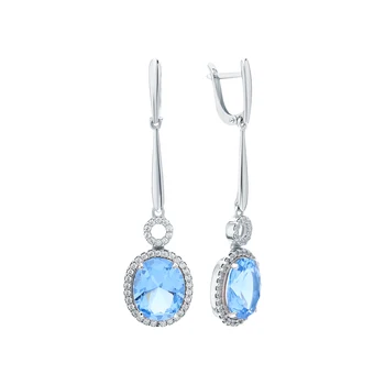 

Silver earrings with cubic zirconia and Topaz Swiss sunlight sample 925