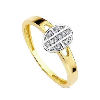 

18k solid gold ring bicolor Oval multipiedra [AB3125]