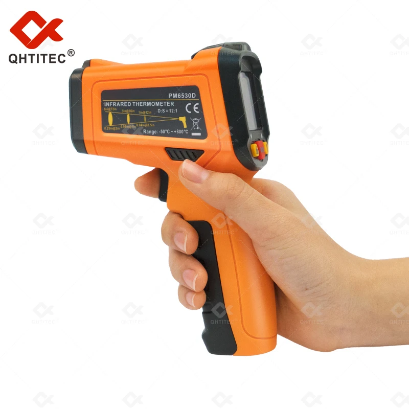 QHTITEC 휴대용 IR 적외선 온도계, PM6530D, 온도 건 미터,-50  800 ℃ 습도, 이슬 포인트, IRT K 타입 주변 UV 라이트