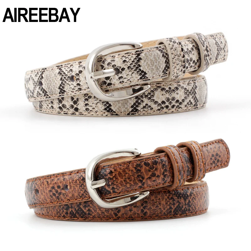 AIREEBAY 105x2,3 см Высокое качество женские туфли для повседневной носки из Искусственной Змеиной Кожи Пояс Новинки для женщин дизайнерские Ремни для женское платье кожаный ремешок
