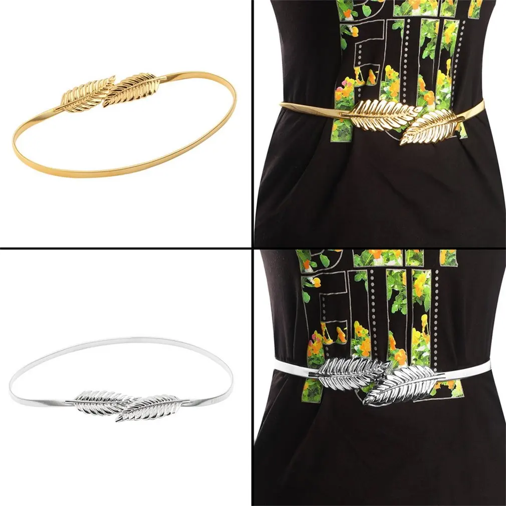 Модные женские винтажные ремни ремень в форме листа металлические листья Cummerbund