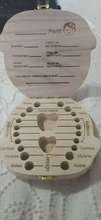 Caja de dientes de madera para bebé, organizador para guardar dientes de leche, Umbilica, inglés, holandés, español, portugués, francés, ruso