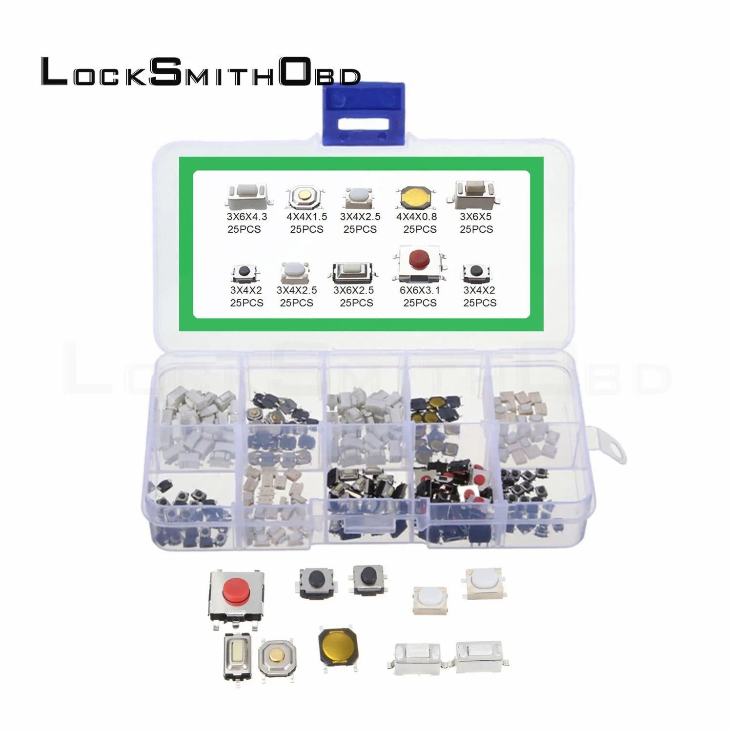 

LOCKSMITHOBD Automobile remote PCB board button Switch (10 kinds ,ervey kinds of 25pcs)