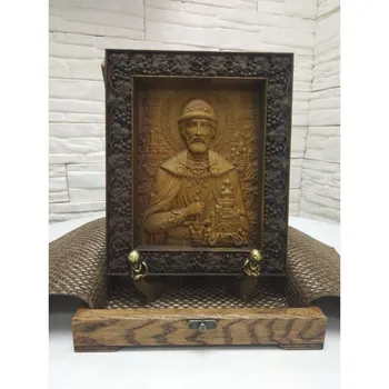 

Carved icon of the holy incense Prince Dimitri don size 19-23 cm