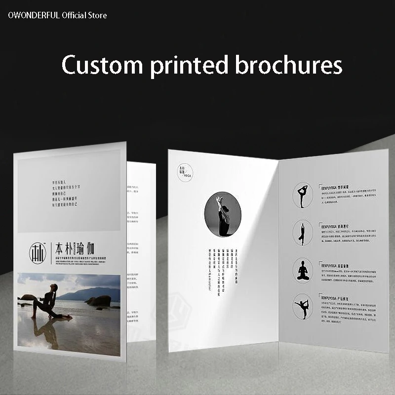 

1000pcs/lot Custom Pamphlet Colorful Logo Printed Fliers Leaflet Folded Brochure for Gift Invitation Marketing Ads for Business