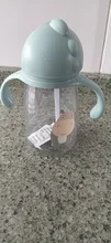 Botella de paja de agua potable con dibujos de animales para niños, Bola de gravedad, taza de bebé con correa para el hombro