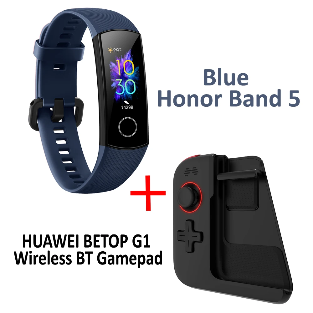 Смарт-браслет huawei Honor Band 5 с беспроводным геймпадом, браслет, шагомер, сенсорный экран, для плавания, пульсометр - Цвет: Blue with Gamepad