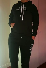 Sudadera con capucha y pantalones negros para mujer, chándal femenino, traje de Pantalones largos informal de Color sólido, otoño e invierno, 2021