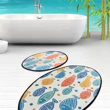 Коврики для ванной нескользящие Противоскользящие коврики противоскользящие красочные рыбы Djt 2'Li набор 60X100 см-50X60 см