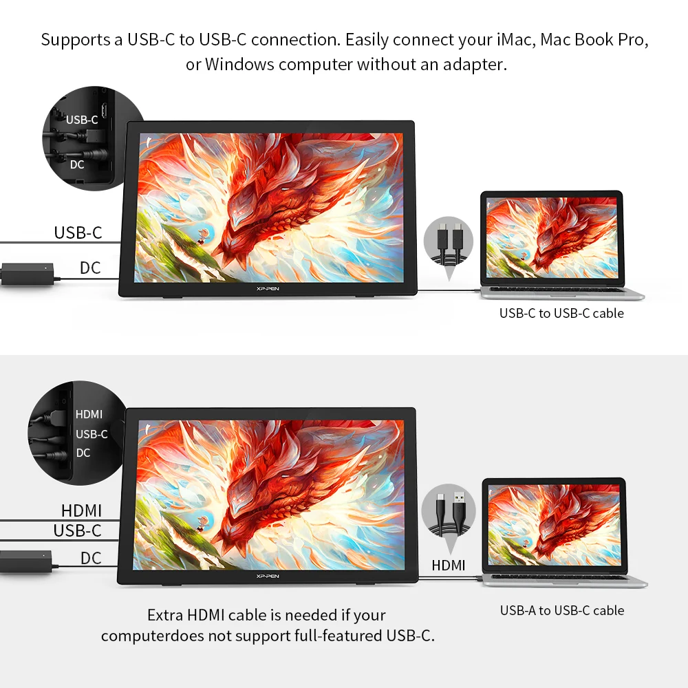 XPPen Artist 24 QHD Graphic Tablet Monitor 2K Resolution 23.8 inch Pen Drawing Display Support 60 Degrees Tilt for Windows Mac 5