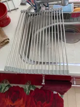 Escurridor de vajilla plegable de acero inoxidable, rollo de silicona para cocina, organizador de frutas y verduras, bandeja, utensilios de secado