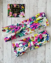 2 unids/set mamá y bebé madre bebé turbante de la hija de mamá de conejo diadema para orejas impresión Floral padre-hijo accesorios para el cabello