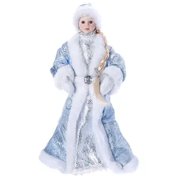 

New year's toy snow maiden under the tree 36 cm, blue fur coat snowmen e96419